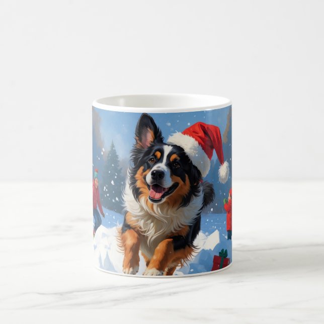 Mug Berger belge Scène de neige festive de Noël (Centre)