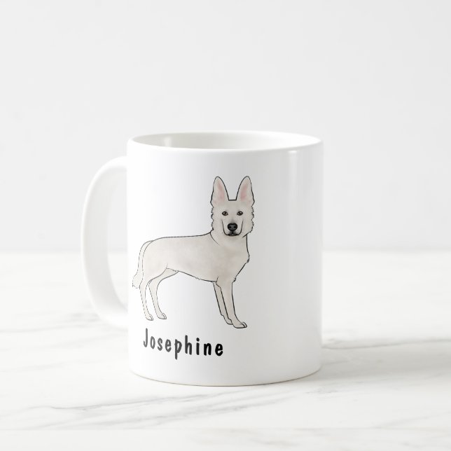 Mug Berger Blanc Suisse Blanc GSD Chien Mignon Avec No (Devant gauche)