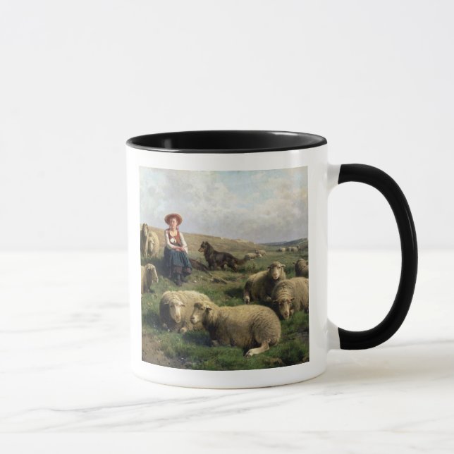 Mug Bergère avec des moutons dans un paysage (Droite)