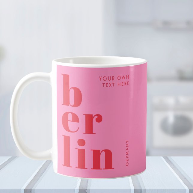 Mug Berlin Allemagne typographie rose rouge (Créateur téléchargé)