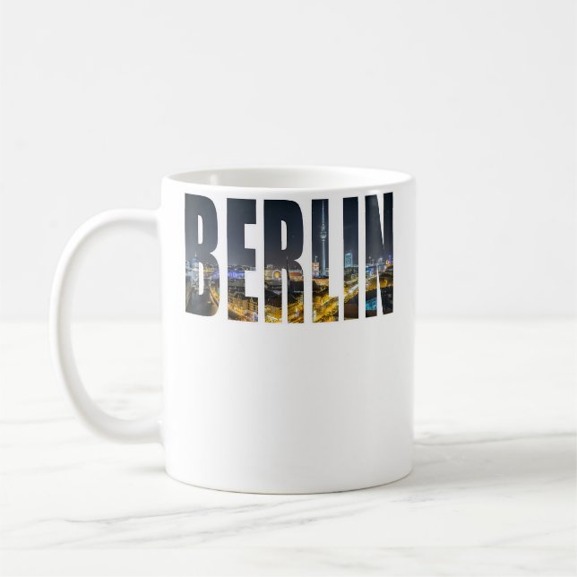 Mug Berlin Germany Urban Skyline Photography Font (Gauche)