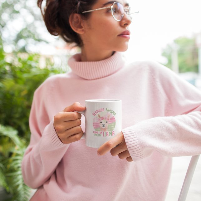 Mug Bermudes Bahama Venez Sur Jolie Llama Drôle Mignon (Créateur téléchargé)