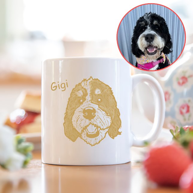 Mug Bernedoodle Chien Dessin Personnalisé À La Main (Créateur téléchargé)