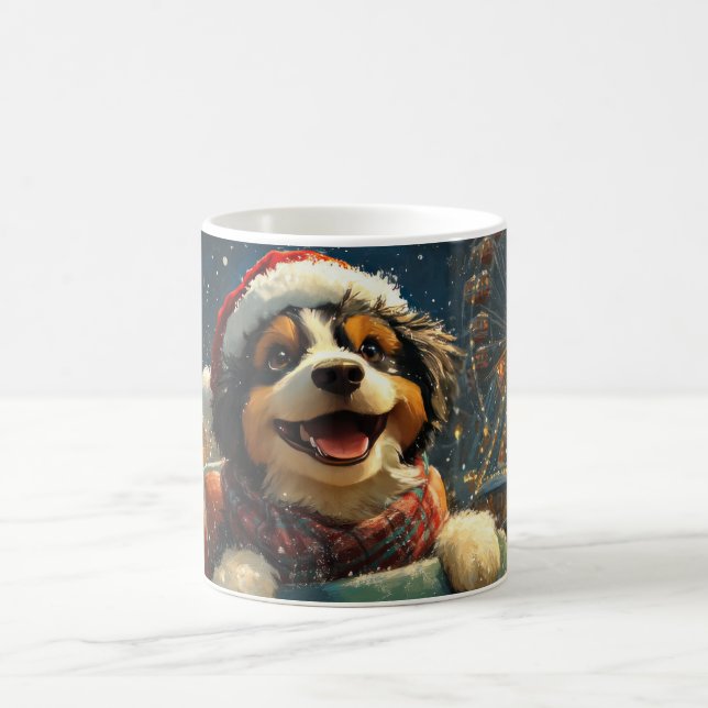 Mug Bernedoodle Chien Montagnes Russes Noël  (Centre)