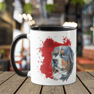 Mug Bernese Mountain Dog Red Abstrait