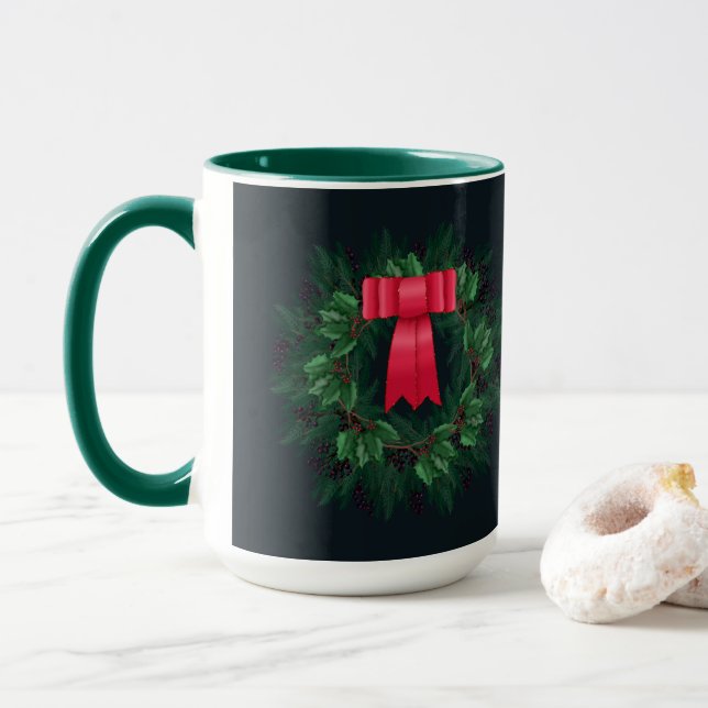 Mug Berries de Noël et Branches de pin Wreath Latte M (Avec donut)