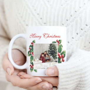 Mug Berries florales d'hiver   Noël   Photo de famille