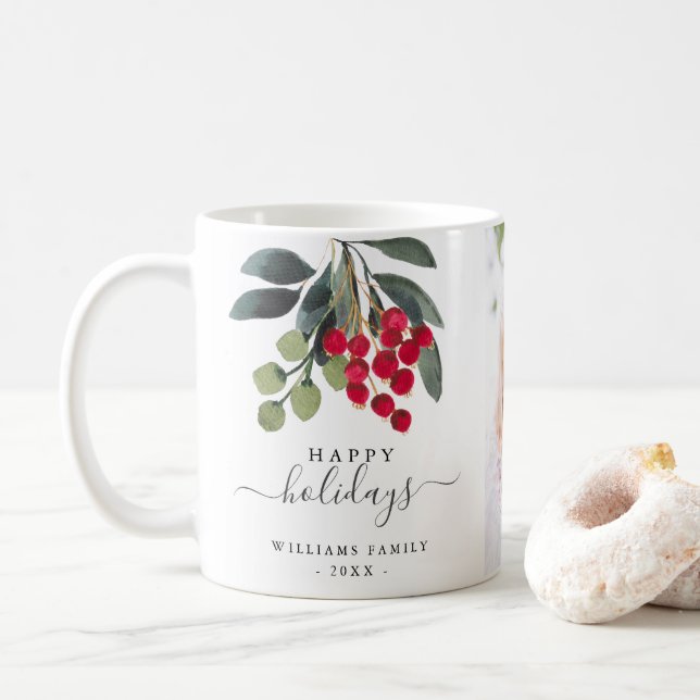 Mug Berries rouges verdure Joyeuses vacances Photo per (Avec donut)