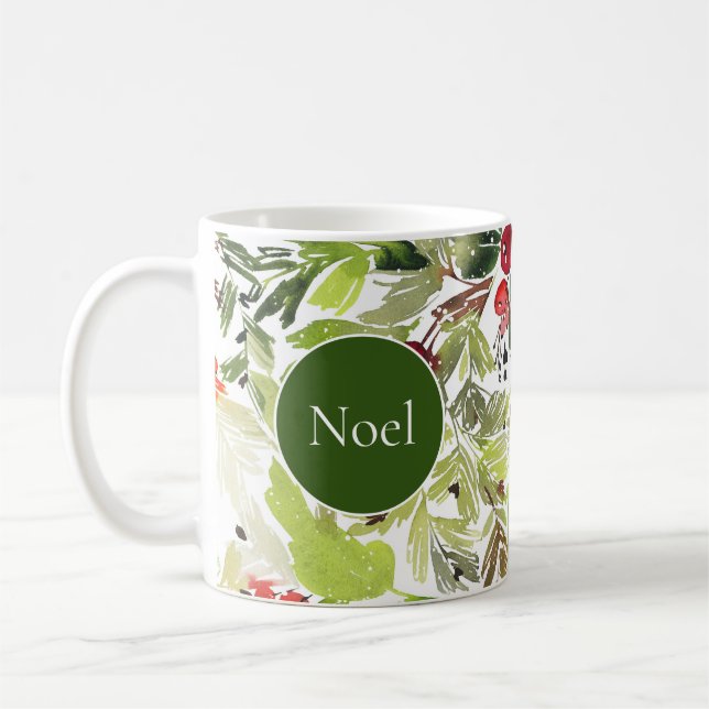 Mug Berry Holly Festive et aquarelle À feuillage persi (Gauche)