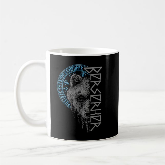Mug Berserk Bear Warrier Odin Runes Norse Compass Viki (Gauche)