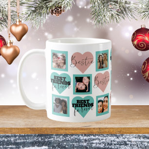 Mug BEST AMIS Photo Collage Turquoise & rose