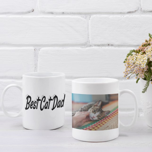 Mug Best Chat Papa Photo Texte noir (Créateur téléchargé)