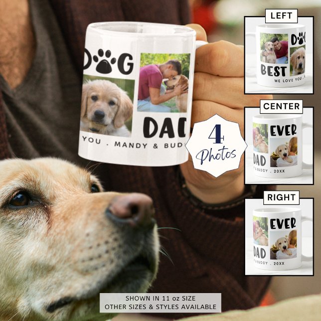 Mug BEST CHIEN DAD JAMAIS Collage photo Personnalisé (Créateur téléchargé)