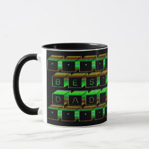Mug Best Dad Block Text Green and Brown