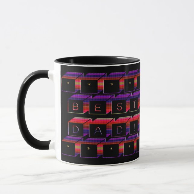 Mug Best Dad Block Text red & Purple (Gauche)