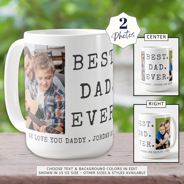 Mug BEST DAD EVER 2 Photos Personnalisées (Créateur téléchargé)