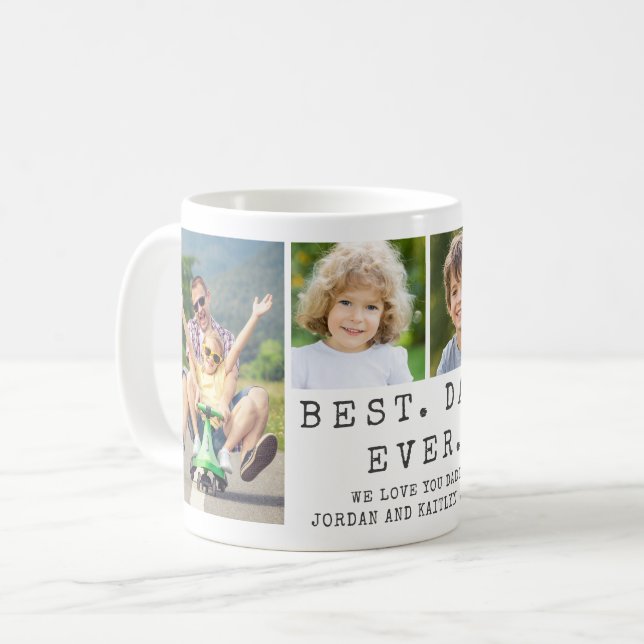 Mug BEST DAD EVER 4 Photos Personnalisées (Devant gauche)