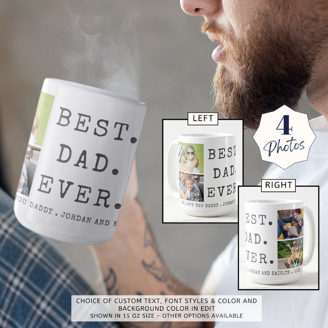 Mug BEST DAD EVER 4 Photos Personnalisées (Créateur téléchargé)