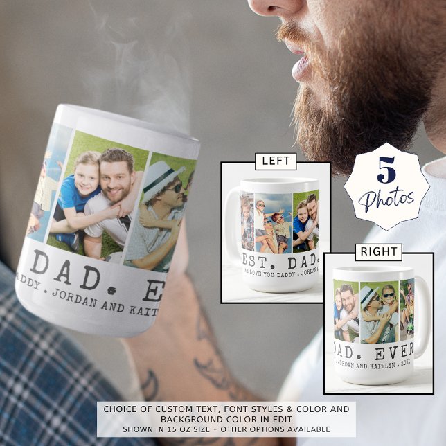 Mug BEST DAD EVER 5 Photos Personnalisées (Créateur téléchargé)