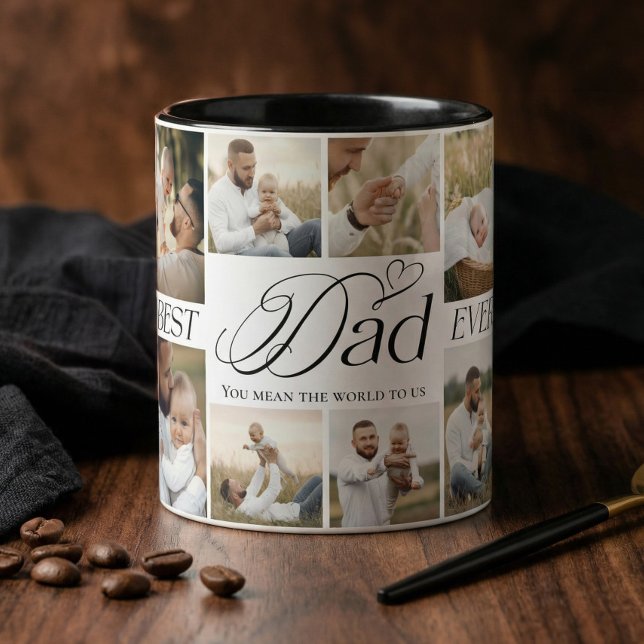 Mug Best Dad Ever Personalized Photo Collage keepsake (Best Dad Ever Personalized Photo Collage keepsake Mug)