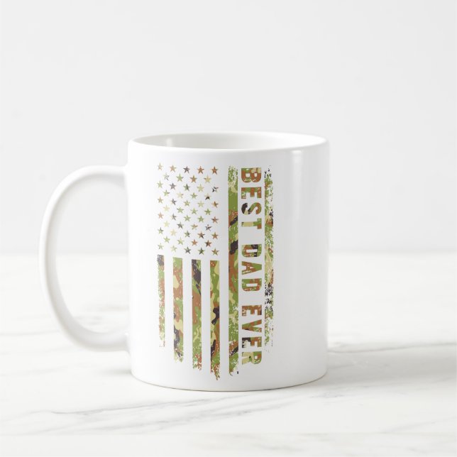Mug Best Dad Ever US Patriot Camouflage American Flag (Gauche)