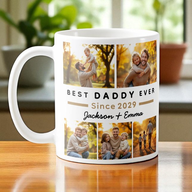 Mug Best Daddy Ever Fête des pères 5 Photo Collage (Créateur téléchargé)