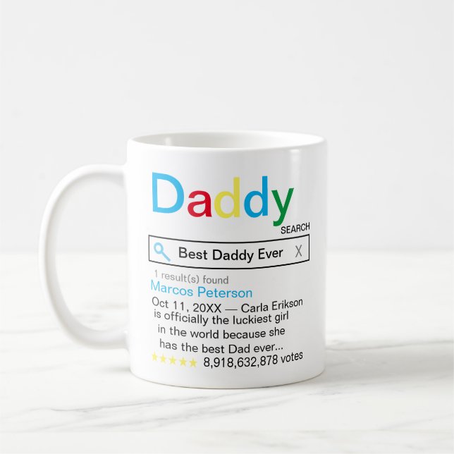 Mug Best Daddy Ever Search Engine Résultat avec messag (Gauche)