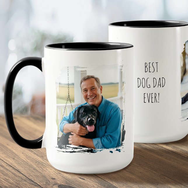 Mug Best Dog Dad Ever 2 Custom Photo Modern (Créateur téléchargé)
