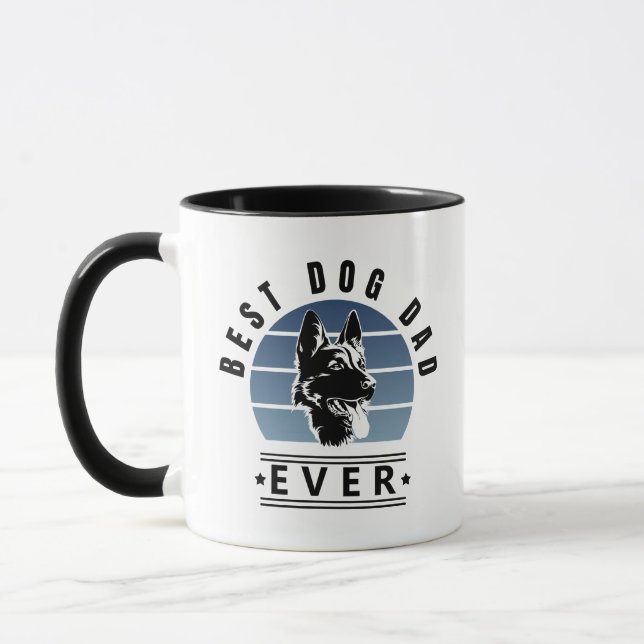 Mug Best Dog Dad Ever Retro Sunset (Gauche)
