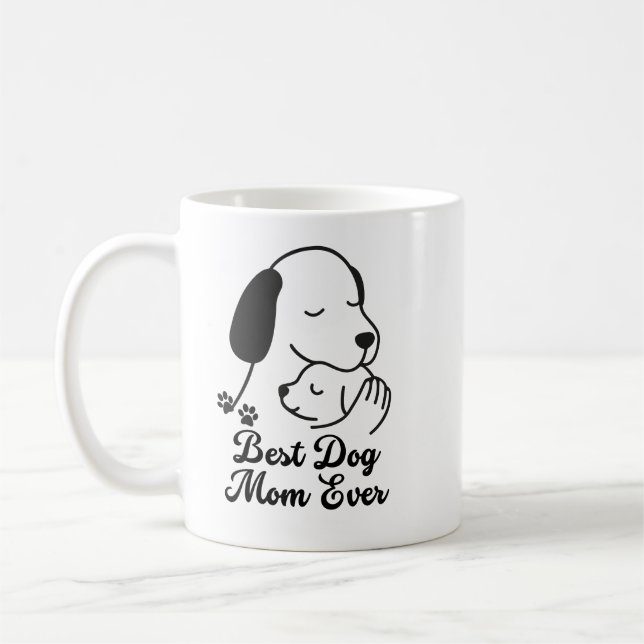Mug Best Dog Mom Ever Cute Puppy Design (Gauche)