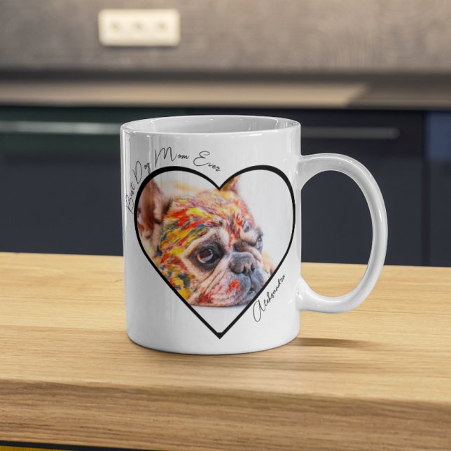 Mug Best Dog Mom Ever Heart Photo Cadeaux pour maman (Créateur téléchargé)