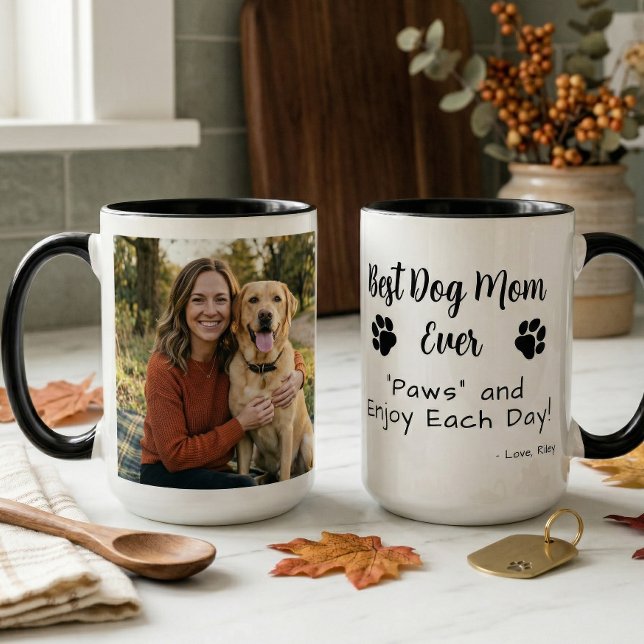 Mug Best Dog Mom Paws Pet Photo Coffee (Créateur téléchargé)