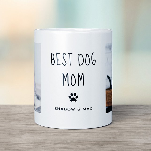 Mug Best Dog Mom | Two Photo Handwritten Text (Créateur téléchargé)
