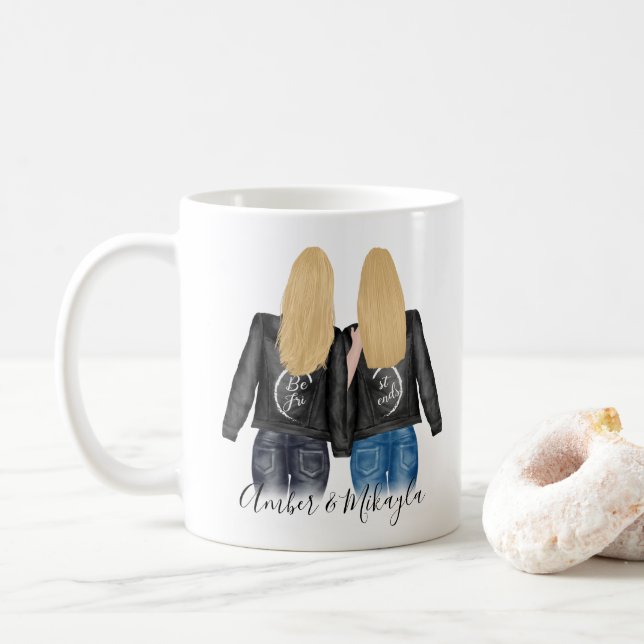 Mug Best Friends Blonde Hair BFF Besties Friendship (Avec donut)