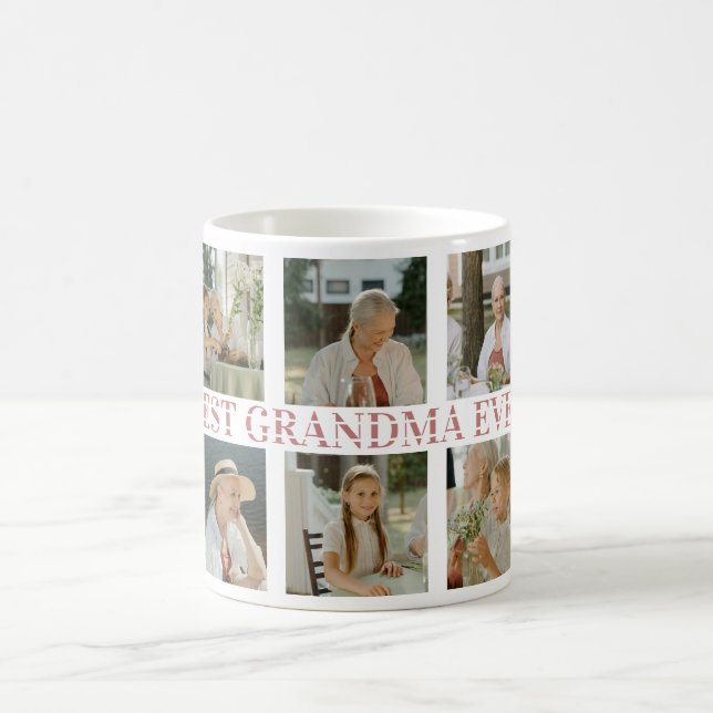 Mug Best Grandma Ever Photo Collage – Gift with Hearts (Centre)
