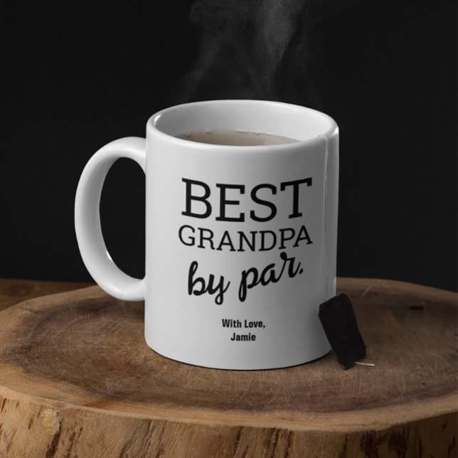 Mug Best Grandpa by Par Modern Black white Custom (Modern typography Best grandpa by par custom mug.)