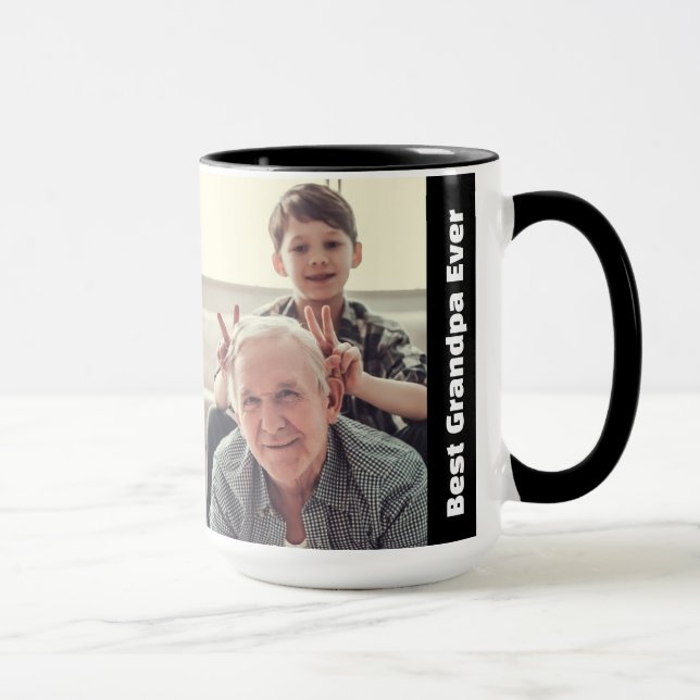 Mug Best Grandpa Ever 2Photo Collage Minimalist (Droite)
