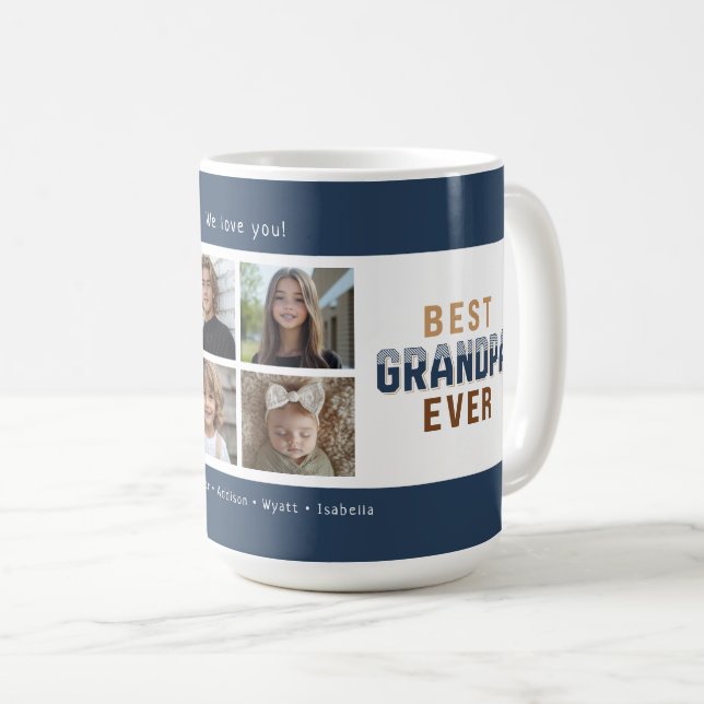 Mug Best Grandpa Ever 4 Photo Collage (Devant droit)