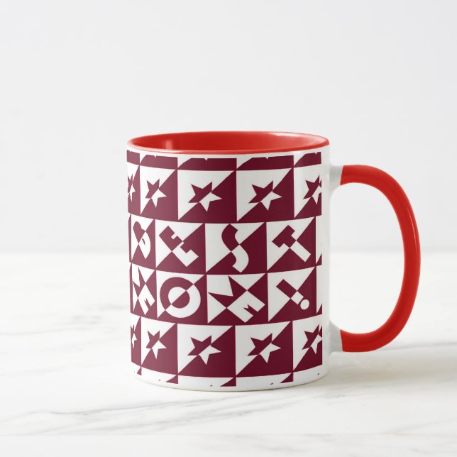 Mug Best Mama Red and White Pattern with Stars (Droite)