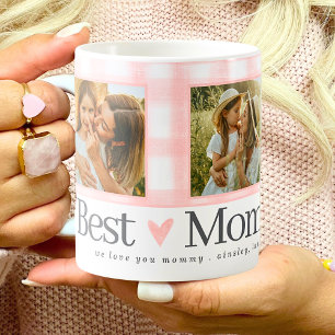 Mug Best Mom Ever 3 Photo Fête des mères En vichy Coeu