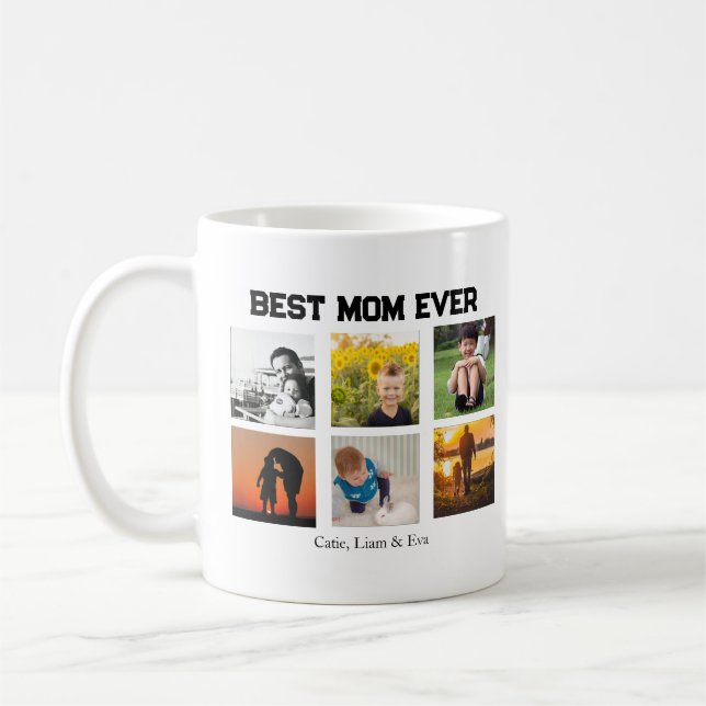 Mug Best Mom Ever Customizable name and images (Gauche)