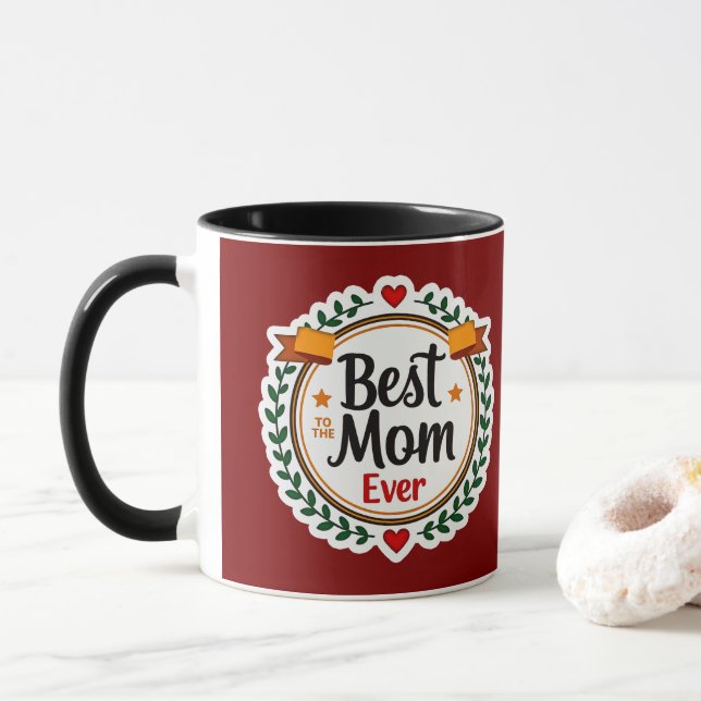 Mug Best Mom Ever Floral Badge Design (Avec donut)