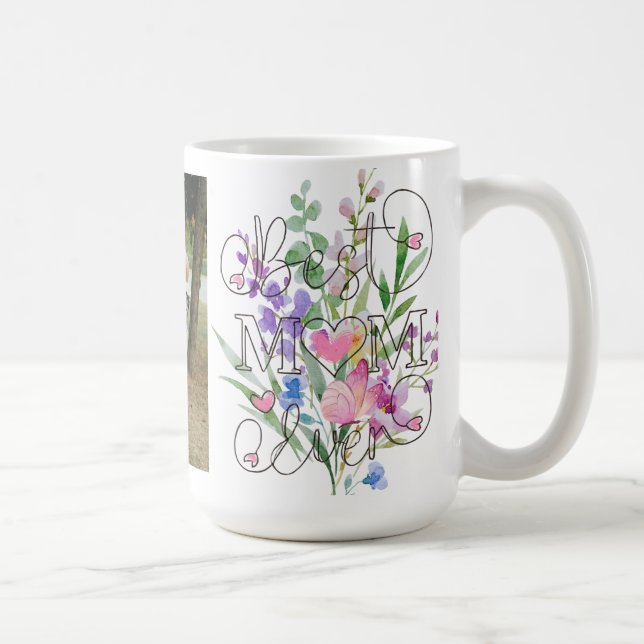 Mug Best Mom Ever Floral Watercolor Design (Droite)