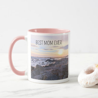 Mug Best Mom Ever Sunset Photo Love You Heart Pink
