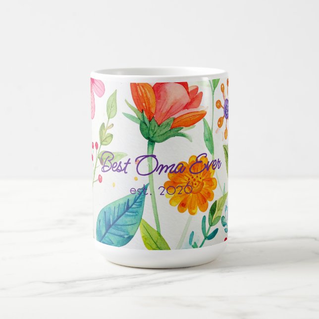Mug Best Oma Mother's Day Bright Floral  (Centre)