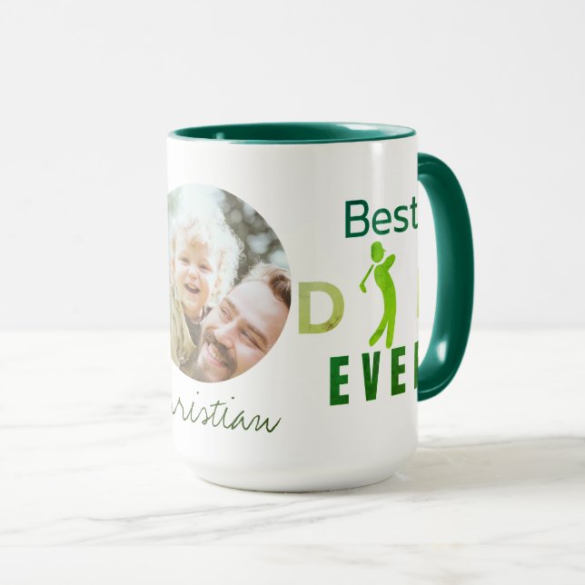 Mug Best Papa Ever Golf Photo Cool Fête des pères mode (Devant droit)