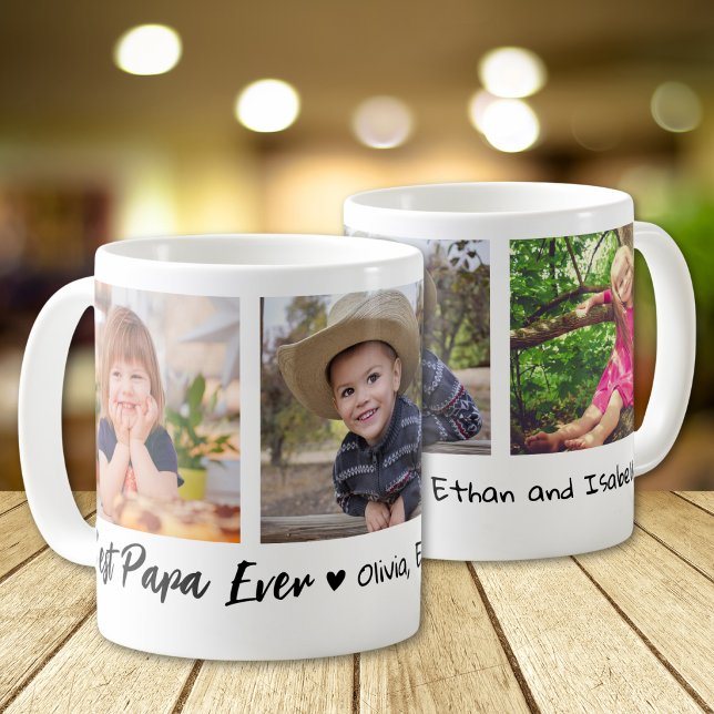 Mug Best Papa Ever Grandchildren 3 Photo Collage   (Créateur téléchargé)