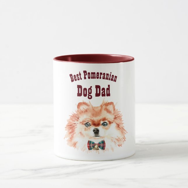 Mug Best POMERANIAN DOG DAD - mignon visage illustré (Centre)