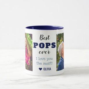 Mug Best Pops Ever Love You Most 2 Photo Collage Bleu