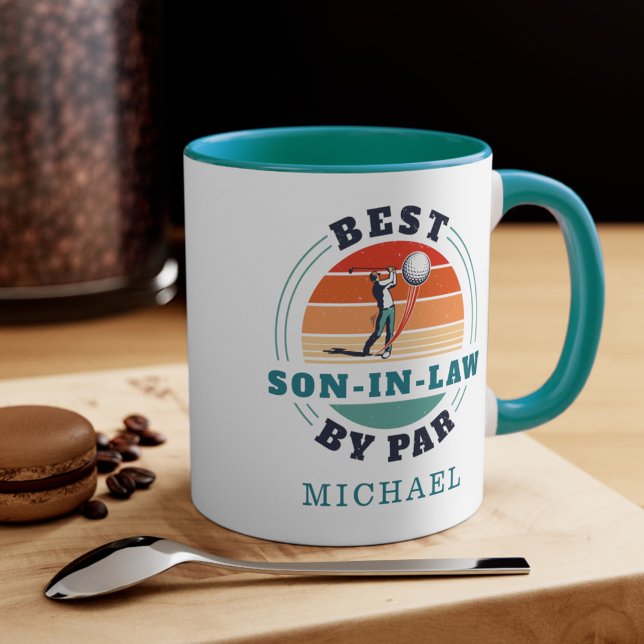 Mug Best Son in Law Par Par Retro Birthday Personnalis (Retro Golf Best Son in Law By Par Personalized 11oz Coffee Mug)
